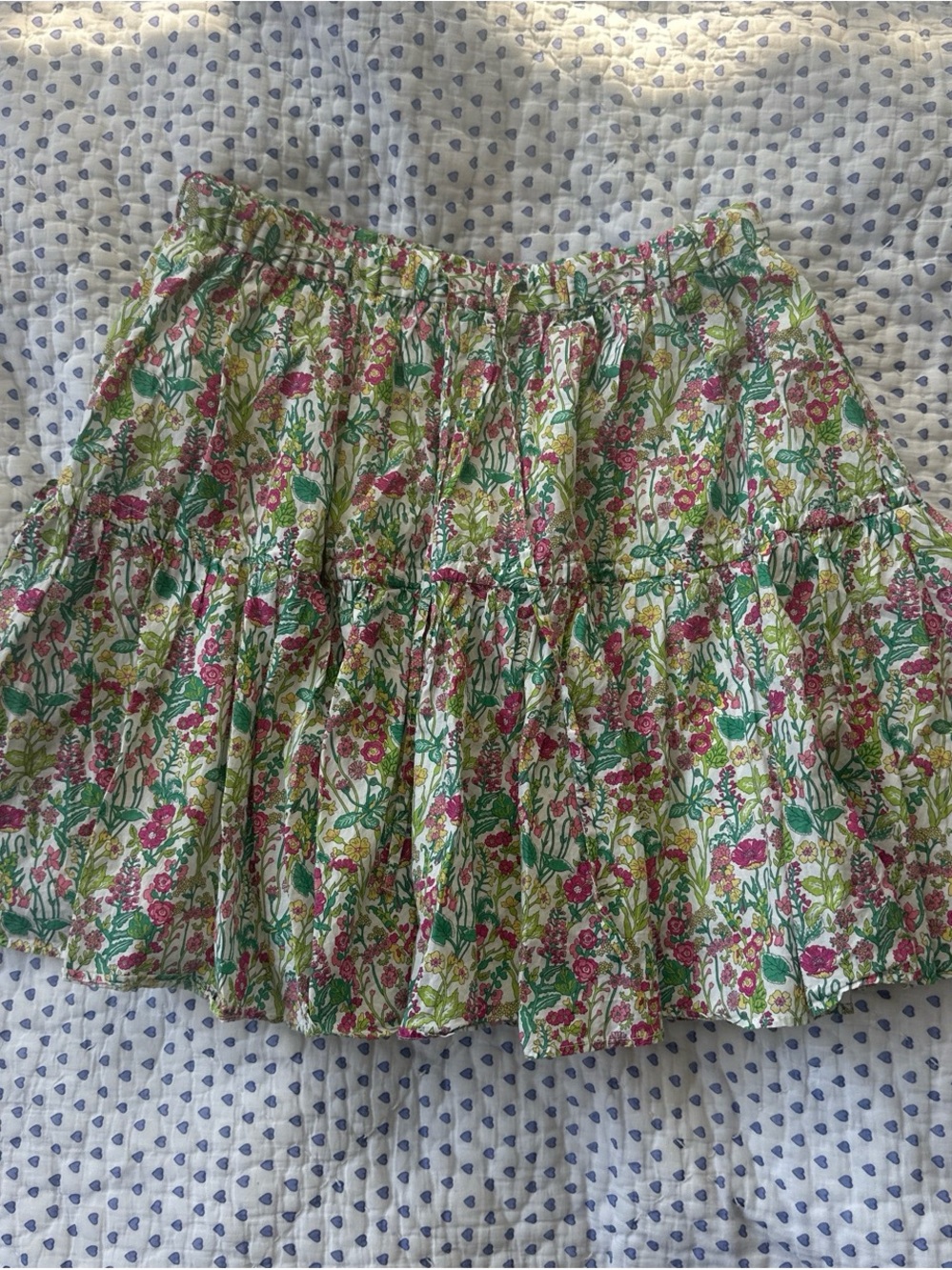J. Crew x Liberty Fabric Floral Tiered Mini Skirt in White, Green & Pink
